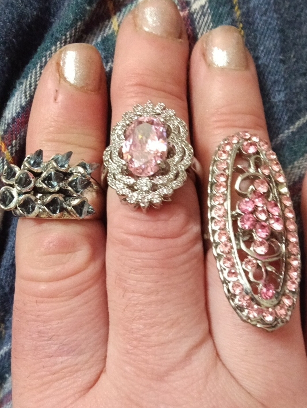 Silver-Tone Pink Crystal Statement Ring - Women Jewelry